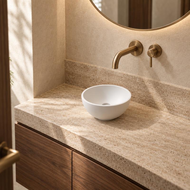 Solid S kleine waskom fontein Solid Surface rond 20 x 20 x 11 cm mat wit 1208953267
